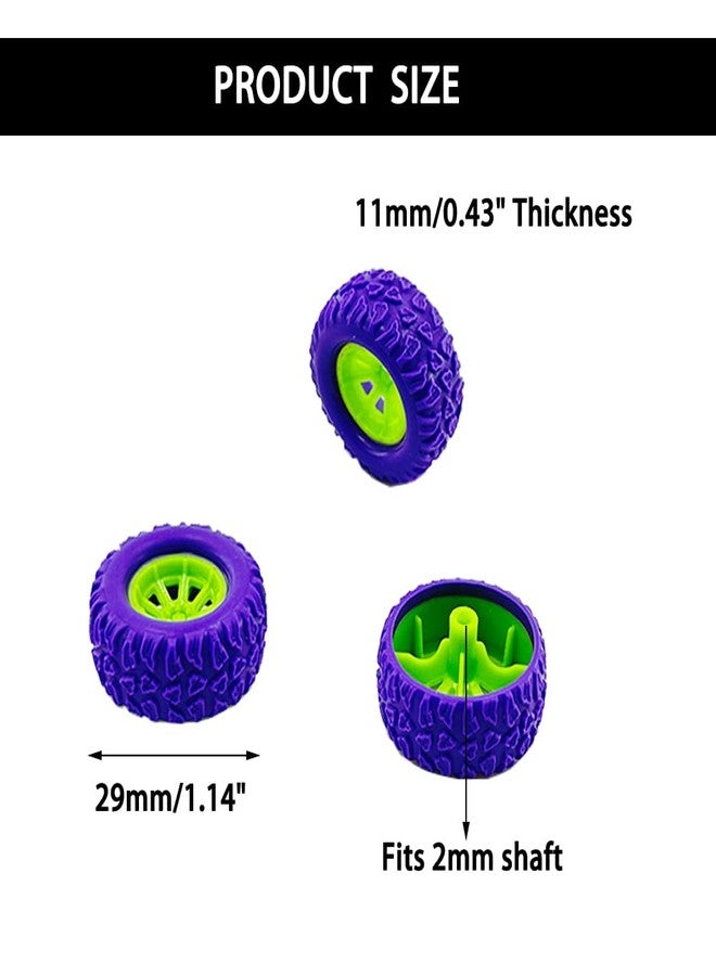 URIMPAVIDO 10PCS Toy Car Wheel RC Car Rubber Tire Wheel with 5PCS Shaft Round Rod Axles for RC Car Truck Robot DIY Model Toy Wheel Parts (2x29mm Purple) - Image 3